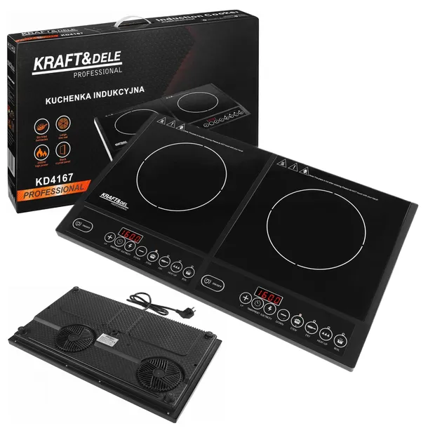 KUCHENKA INDUKCYJNA 2000W 2 PALNIKI REGULACJA TRYBY PRACY KRAFT&DELE KD4167