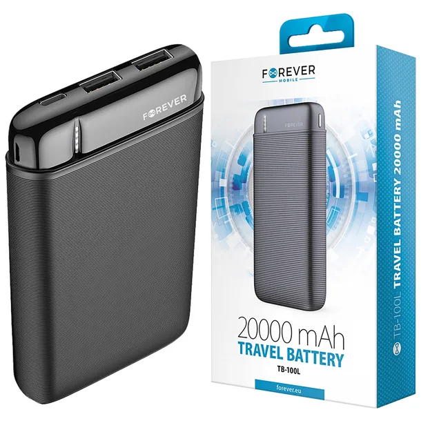 FOREVER POWERBANK 20000 mAh DO ŁADOWANIA TELEFONU USB-A USB TYP-C MICROUSB