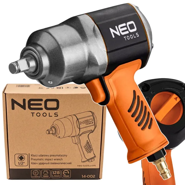 KLUCZ UDAROWY PNEUMATYCZNY 1300NM 1/2" DO KÓŁ TWIN HAMMER MOCNY NEO TOOLS