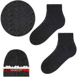 cieple-skarpetki-damskie-bawelniane-azurowe-czarne-e103-marilyn-one-size