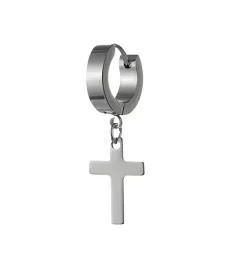 kolczyki-meskie-stal-krzyz-srebrzysty-1szt