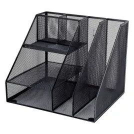 pojemnik-na-dokumenty-a4-przegrodki-metalowy-siatka-czarny-deli-e79075