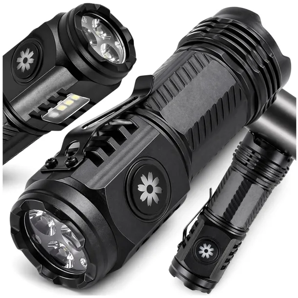 Mocna Latarka LED Taktyczna Akumulatorowa USBC Survival Z MAGNESEM AWARYJNA