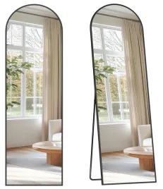 lustro-stojace-lukowe-150x40-cm-czarne-szklo-hartowane-aluminiowe