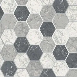 tapeta-w-pieciokaty-efekt-marmuru-szara-srebrna