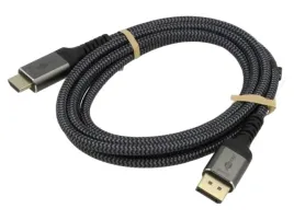 kabel-displayport-wtykhdmi-wtyk-tekstylny-2m-czarno-szary-x1szt
