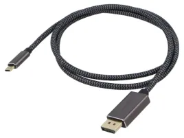 kabel-displayport-wtykusb-c-wtyk-tekstylny-2m-czarno-szary-x1szt