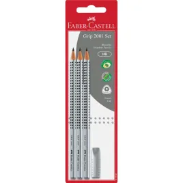 grip-2001-set-srebrny-3x-olowek-hb-gumka-nakladka-blister-faber-castell