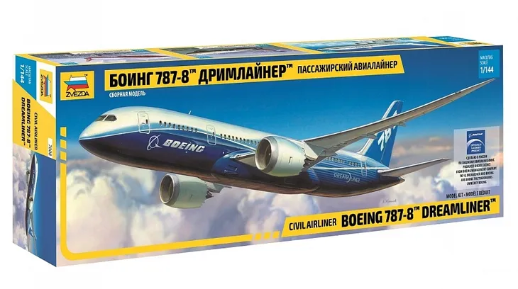 Zvezda 7008 Samolot pasażerski Boeing 787-8 Dreamliner model skala 1/144
