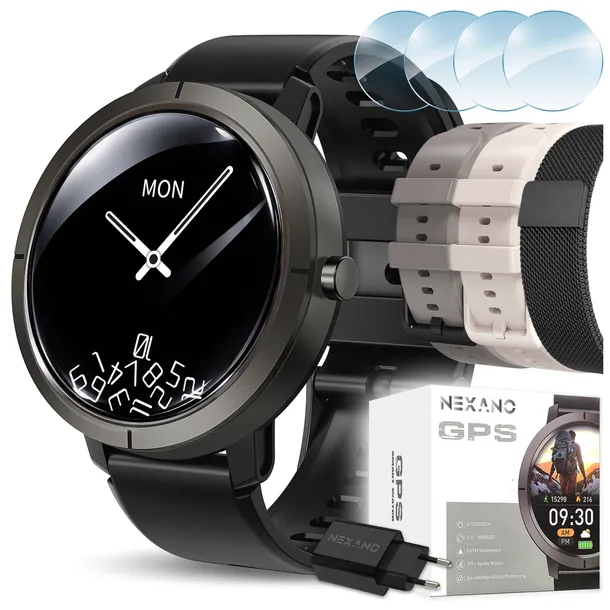 ZEGAREK SMARTWATCH DAMSKI WODOODPORNY GPS AMOLED ROZMOWY MENU PL 4 PASKI