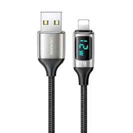 usams-kabel-pleciony-u78-lightning-1-2mled-2-4a-fast-charging-silver-black