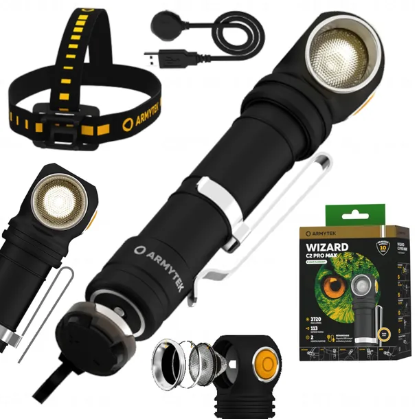 LATARKA CZOŁOWA WIZARD C2 PRO MAX LED 3720lm WIELOFUNKCYJNA AKUMULATOROWA