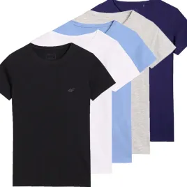 t-shirt-damski-4f-koszulka-sportowa-bawelna-zestaw-komplet-5-sztuk-xs-ss25