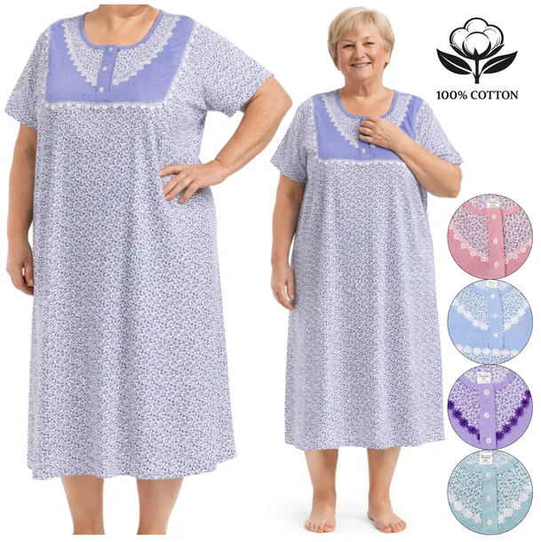 KOSZULA NOCNA bawełna Z HAFTEM KORONKĄ DUŻA 4XL