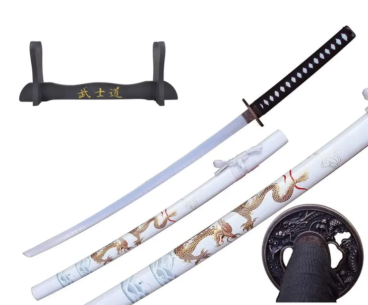 SAMURAJSKI MIECZ KATANA Z POCHWĄ + STOJAK 4KM100-405WH DEKORACYJNY
