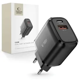tech-protect-c20w-2-port-network-charger-pd20w-qc3-0-black