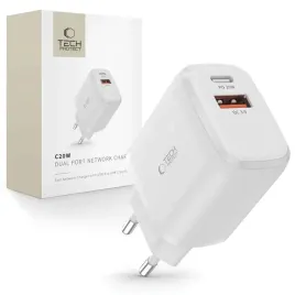 tech-protect-c20w-2-port-network-charger-pd20w-qc3-0-white
