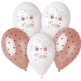 godan-kolorowe-balony-rozmiar-13-hel-kotek-meow-opakowanie-5-sztuk-33-cm