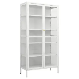 witryna-biala-90-x-40-x-180-cm-stal-i-hartowane-szklo-4-polki