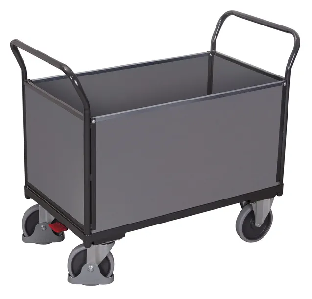 Wózek systemowy z 4 burtami z płyty, RAL 7016 sw-600.400/AG VARIOfit