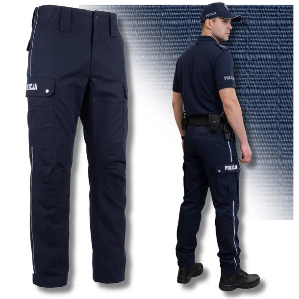 Spodnie Policyjne Rip Stop granatowe przejściowe służbowe POLICJA 102/164cm