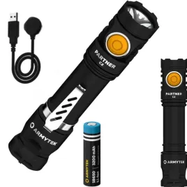 Zdjęcie produktu LATARKA AKUMULATOROWA TAKTYCZNA PARTNER C2 COLD ŚWIATŁO ZIMNE USB 1100 LM