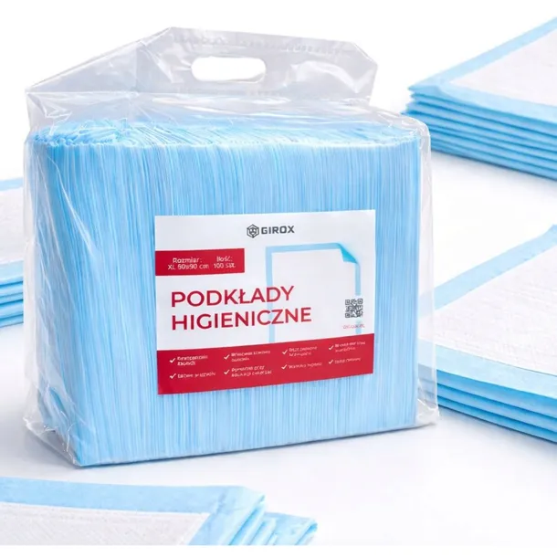 PODKŁADY CHŁONNE HIGIENICZNE MATY JEDNORAZOWE 60x60 100 SZT GRUBE 5 WARSTW