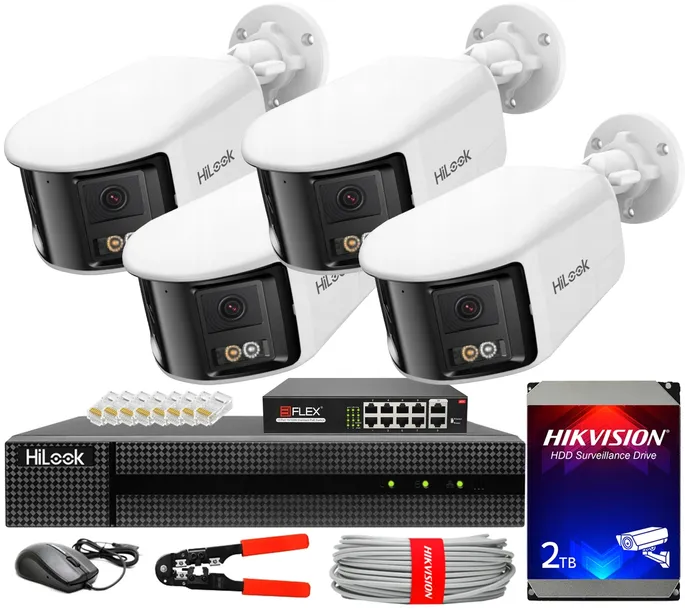 Zestaw do Monitoringu IP 4x Kamera 8MPX IPC-B480HAD-LUF/SL Panoramiczne PoE