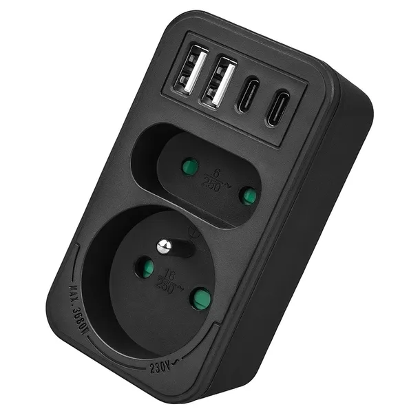 maclean-gniazdko-pradowe-x2-4xusb-mce249-f-b-stan-nowy-typ-gniazda-gniazdo