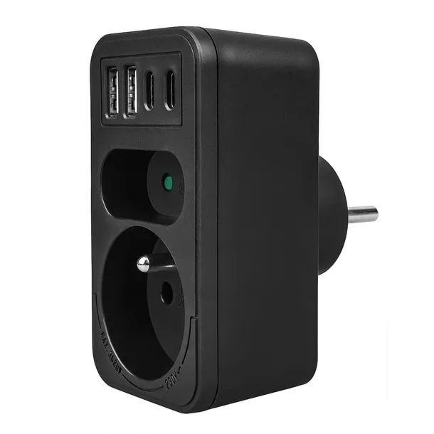 maclean-gniazdko-pradowe-x2-4xusb-mce249-f-b-stan-nowy-uziemienie-z-uziemieniem