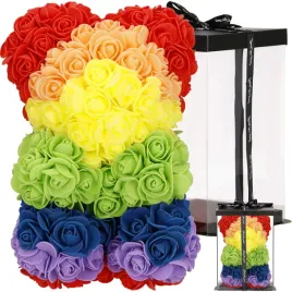 mis-z-platkow-roz-multikolor-25-cm-rose-bear-z-opakowaniem-teczowy