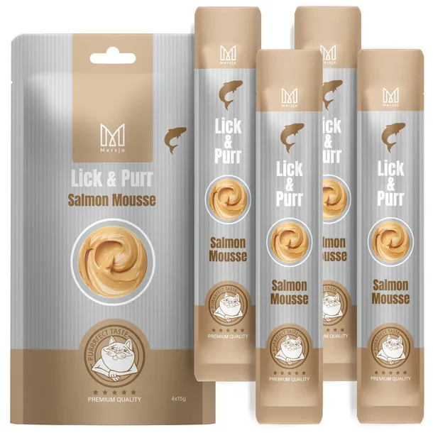 Mus z łososia dla kota Mersjo krem 60g naturalny przysmak SKŁAD PREMIUM