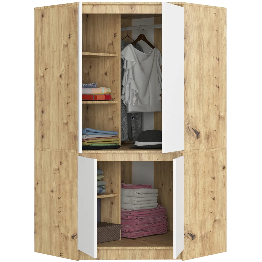 szafa-narozna-s100-4d-clp-dab-artisan-biala-akd-stan-nowy