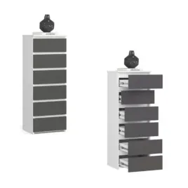 komoda-szafka-40-cm-cl6-6-szuflad-bialy-grafit-akd