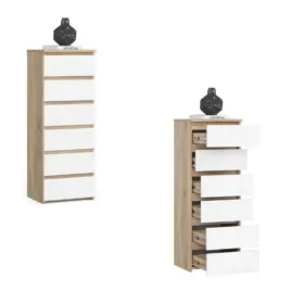 komoda-szafka-40-cm-cl6-6-szuflad-sonoma-bialy-akd