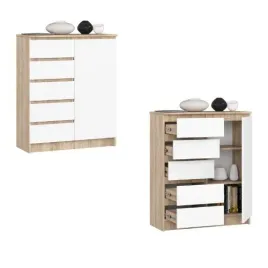 komoda-szafka-k80-1d-5sz-sonoma-bialy-akd