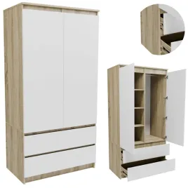 szafa-s902d2szsob-sonoma-bialy-90-garderoba-regal-szuflady-drazek-wieszaki