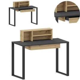 biurko-undio-dab-artisan-czarny-z-szuflada-i-polka-plyta-22mm-metal-loft
