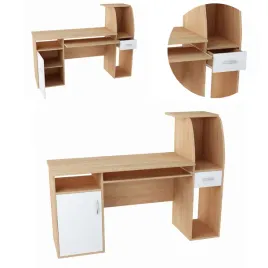 biurko-b3-bialy-sonoma-150cm-duze-funkcjonalne-regal-szuflada-klawiatura