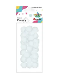 pompony-biale-25mm-30szt-titanum