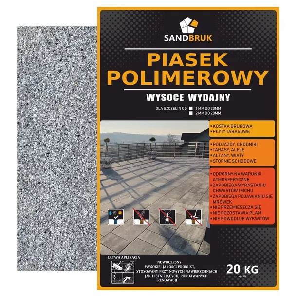 SandBruk Piasek Polimerowy Fuga Do Kostki Brukowej Jasny Szary 20 kg