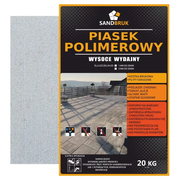 SandBruk Piasek Polimerowy Fuga Do Kostki Brukowej Biało Szary 20 kg
