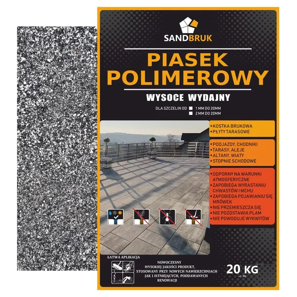SandBruk Piasek Polimerowy Fuga Do Kostki Brukowej Ciemny Szary 20 kg