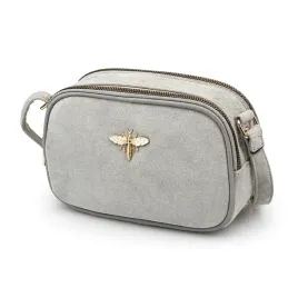 torebka-damska-listonoszka-szara-zamszowa-pszczolka-mala-crossbody