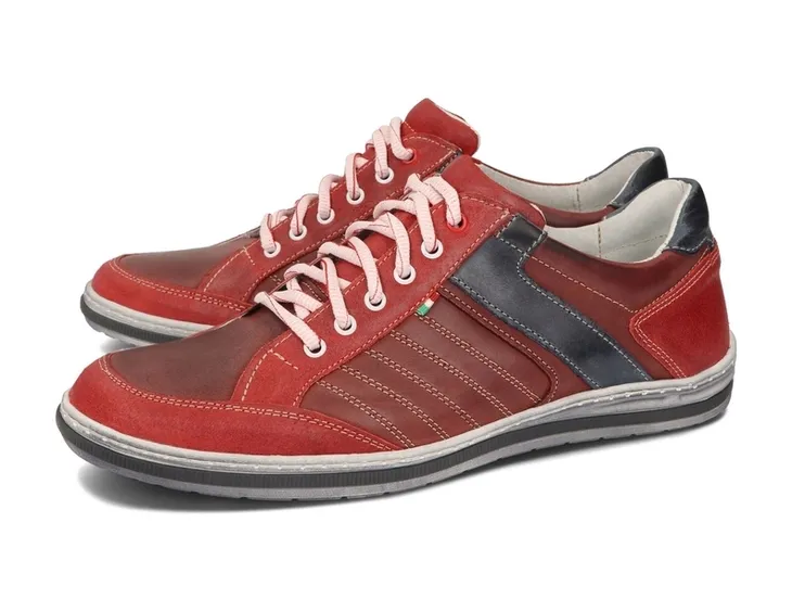 Buty Męskie Sportowe Półbuty Casual Wygodne Skóra Naturalna 236 Czerwony 48