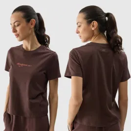 koszulka-damska-4f-t-shirt-z-nadrukiem-bawelna-brazowy-4fwss24ttshf1354-xs