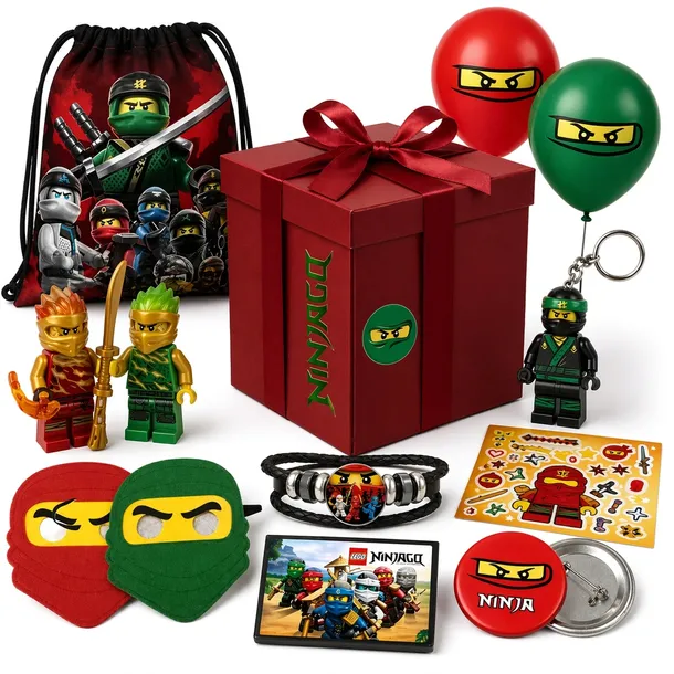 DUŻY ZESTAW PREZENTOWY NINJAGO XXL 22 ELEMENTY KLOCKI MASKA MINIFIGURKI