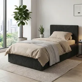 lozko-tapicerowane-90x200-cm-boucle-czarne-stelaz-metalowy-pojemnik