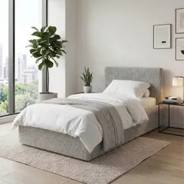 lozko-tapicerowane-90x200-cm-boucle-szare-stelaz-metalowy-pojemnik
