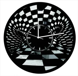 zegar-scienny-lustrzana-szachownica